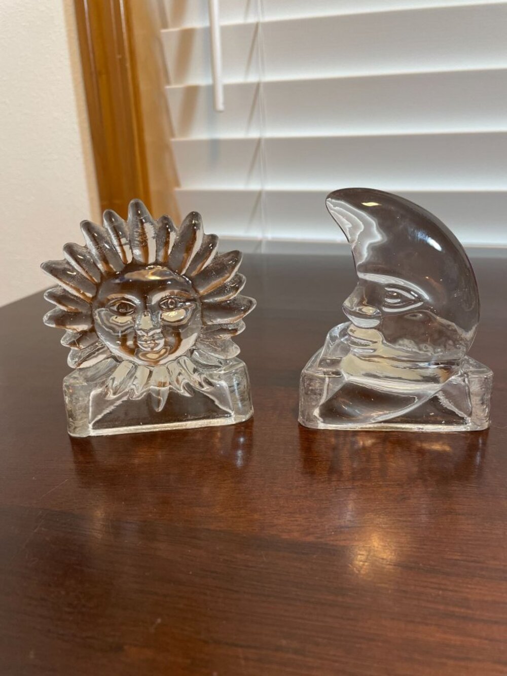 Vintage 90s Partylite Crystal Sun Moon Candle Votive Holders Set 69360, 69362 - Picture 2 of 9